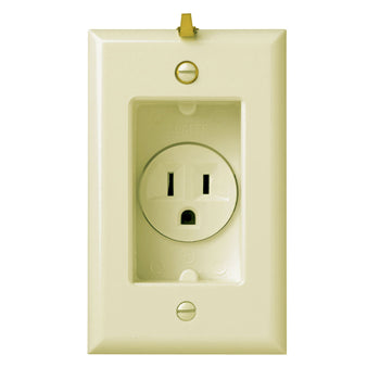 Pass And Seymour Receptacle Recessed Tamper-Resistant 15A/125V With Plate Ivory (S3713TRI)