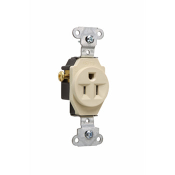 Pass And Seymour Receptacle Single 15A 125V Side Wire Ivory (5251I)
