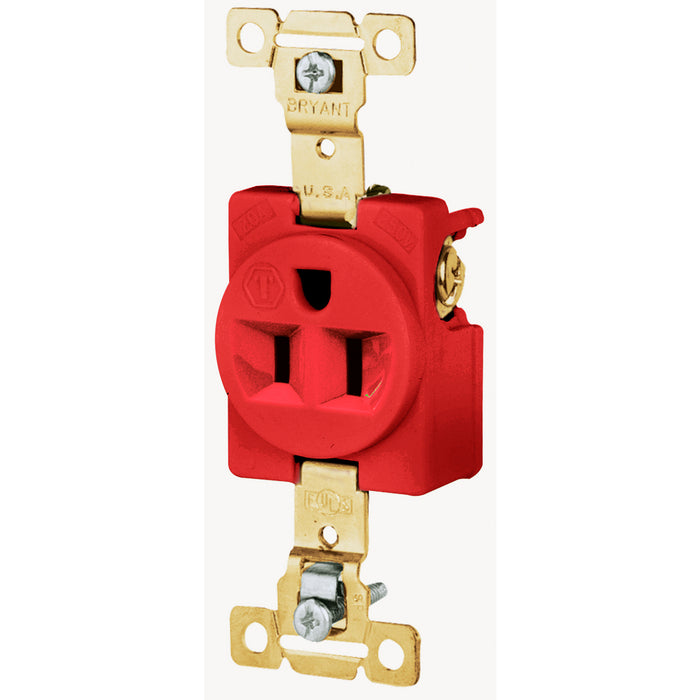 Pass And Seymour Receptacle Single 15A 125V Side And Back Wire Red (5261RED)