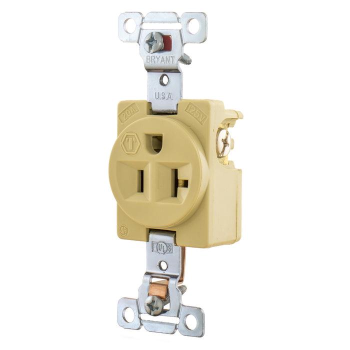 Pass And Seymour Receptacle Single 20A 125V Side Wire Ivory (5351I)