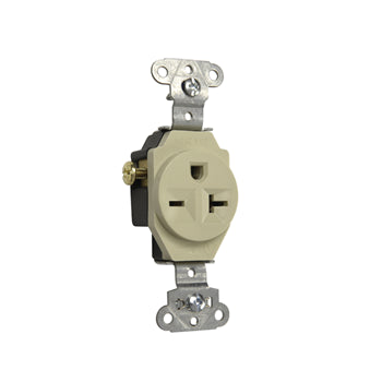 Pass And Seymour Receptacle Single 20A 250V Side Wire Ivory (5851I)