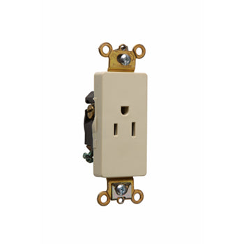 Pass And Seymour Receptacle Single SPLEX 15A 125V Side And Back Wire Ivory (26261I)