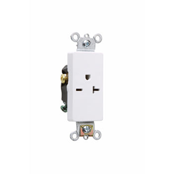 Pass And Seymour Receptacle Single SPLEX 20A 250V Side And Back White (26861W)