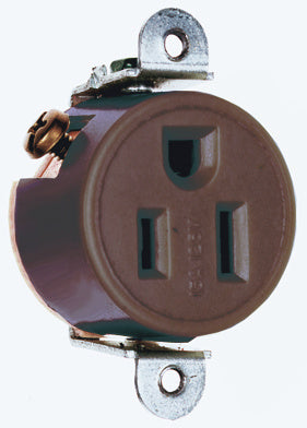 Pass And Seymour Receptacle Single 15A 125V Short Strap Side Wire Brown (5258)