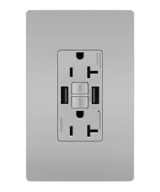 Pass and Seymour Self-Test GFCI Outlet Tamper-Resistant 20A With USB Type AA Gray  (2097TRUSBAAGRY)