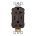 Pass and Seymour Self-Test GFCI Outlet Tamper-Resistant 20A With USB Type AC Brown  (2097TRUSBAC)