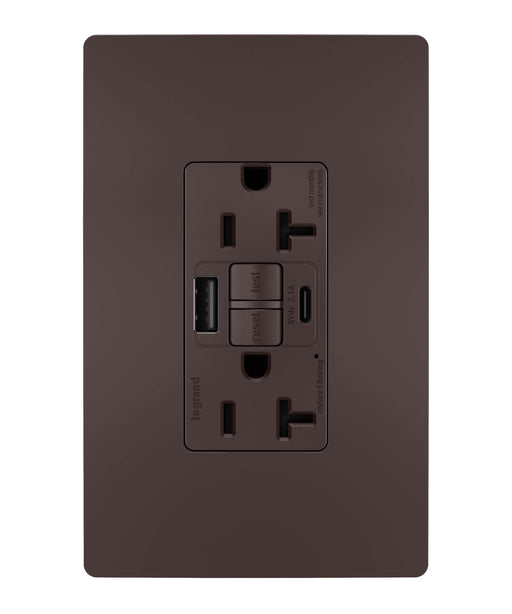 Pass and Seymour Self-Test GFCI Outlet Tamper-Resistant 20A With USB Type AC Dark Bronze (2097TRUSBACDBC4)