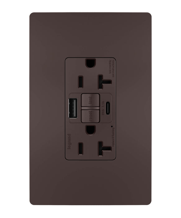 Pass and Seymour Self-Test GFCI Outlet Tamper-Resistant 20A With USB Type AC Dark Bronze (2097TRUSBACDBC4)