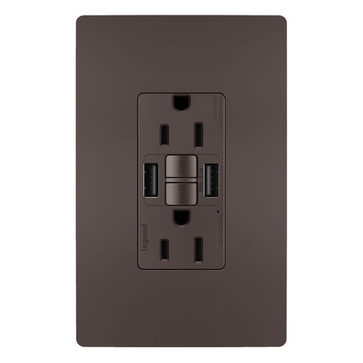 Pass and Seymour Self-Test GFCI Receptacle Tamper-Resistant 15A With USB Type AA Brown  (1597TRUSBAA)