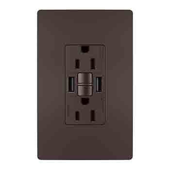 Pass and Seymour Self-Test GFCI Receptacle Tamper-Resistant 15A With USB Type AA Dark Bronze (1597TRUSBAADBC4)