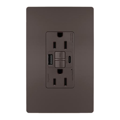 Pass and Seymour Self-Test GFCI Receptacle Tamper-Resistant 15A With USB Type AC Brown  (1597TRUSBAC)