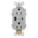 Pass and Seymour Self-Test GFCI Receptacle Tamper-Resistant 15A With USB Type AC Gray  (1597TRUSBACGRY)