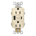 Pass And Seymour Self-Test GFCI Receptacle Tamper-Resistant 15A With USB Type AC Light Almond (1597TRUSBACLA)