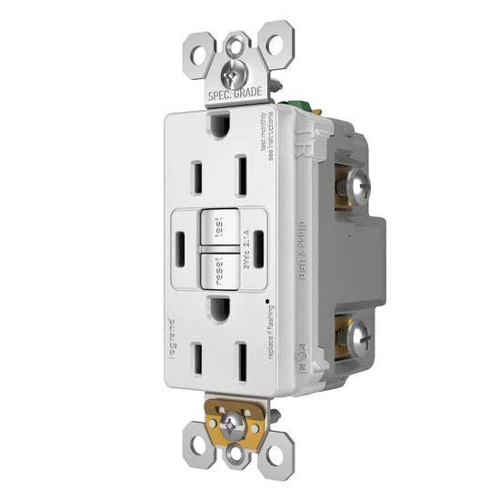 Pass And Seymour Self-Test GFCI Receptacle Tamper-Resistant 15A With USB Type CC White (1597TRUSBCCW)