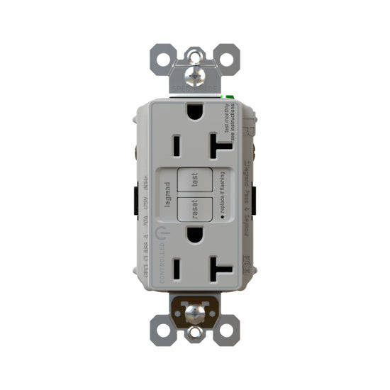 Pass and Seymour Self-Test GFCI Receptacle Tamper-Resistant Dual Controlled Gray  (2097TRCDGRY)