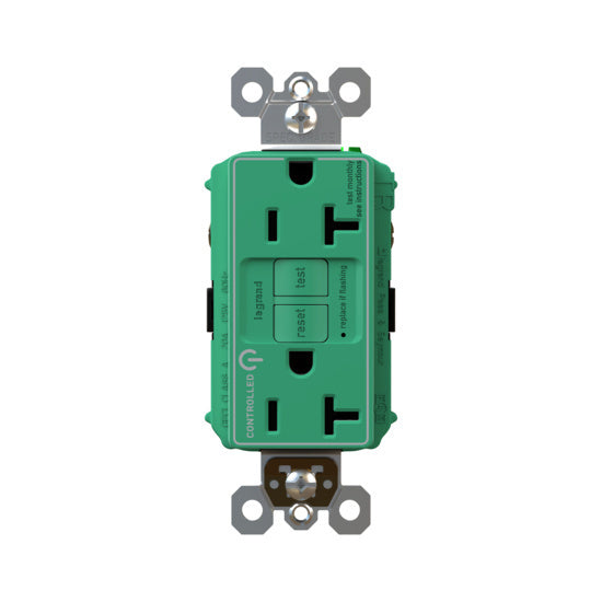 Pass and Seymour Self-Test GFCI Receptacle Tamper-Resistant Dual Controlled Green  (2097TRCDGN)