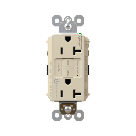 Pass and Seymour Self-Test GFCI Receptacle Tamper-Resistant Dual Controlled Light Almond  (2097TRCDLA)