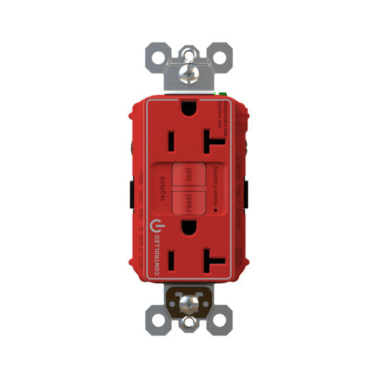 Pass and Seymour Self-Test GFCI Receptacle Tamper-Resistant Dual Controlled Red  (2097TRCDRED)