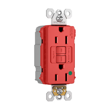 Pass And Seymour Self-Test PlugTail GFCI Receptacle Hospital Grade Tamper-Resistant 15A Re (PT1597HGTRRED)