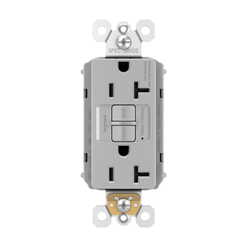Pass And Seymour Self-Test PlugTail GFCI Receptacle 20A Gray (PT2097GRY)