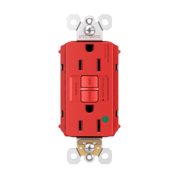 Pass And Seymour Self-Test PlugTail GFCI Hospital Grade Receptacle 15A Red (PT1597HGRED)