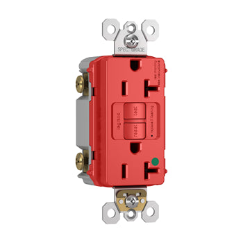 Pass And Seymour Self-Test PlugTail GFCI Hospital Grade Receptacle 20A Red (PT2097HGRED)