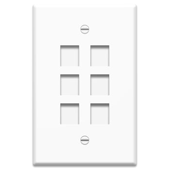 Pass And Seymour 1-Gang Oversized Wall Plate 6 Port White (WP3306WH)