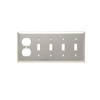 Pass And Seymour Smooth 302 Stainless Steel 5-Gang 4 Toggle 1 Duplex (SS48)