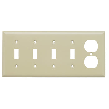 Pass And Seymour Smooth 302SS 5-Gang 4 Toggle 1 Duplex Ivory (SS48I)