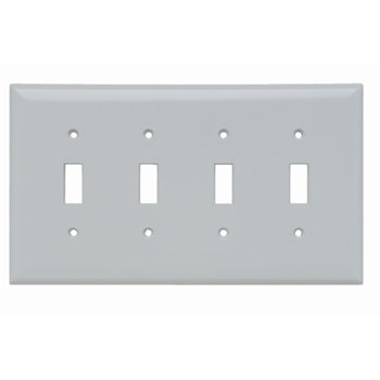 Pass And Seymour Smooth Junior Jumbo Wall Plate 4-Gang Toggle White (SPJ4W)