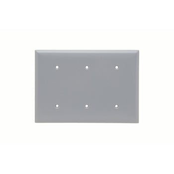 Pass And Seymour Smooth Wall Plate 3-Gang Blank Box Mount Gr (SP33GRY)