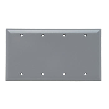 Pass And Seymour Smooth Wall Plate 4-Gang Blank Box Mount Gray (SP43GRY)