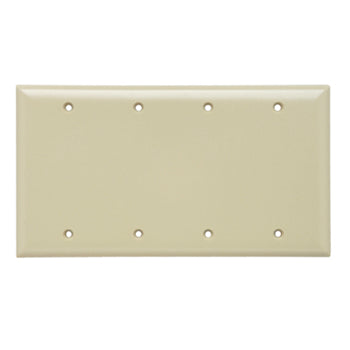Pass And Seymour Smooth Wall Plate 4-Gang Blank Box Mount Ivory (SP43I)