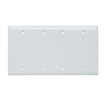 Pass And Seymour Smooth Wall Plate 4-Gang Blank Box Mount (SP43W)