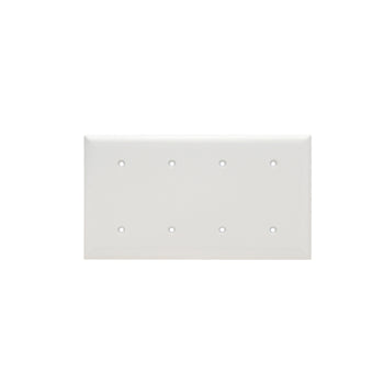 Pass And Seymour Smooth Wall Plate 4-Gang Blank Strap Mount White (SP44W)