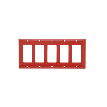 Pass And Seymour Smooth Wall Plate 5-Gang SPLEX Red (SP265RED)