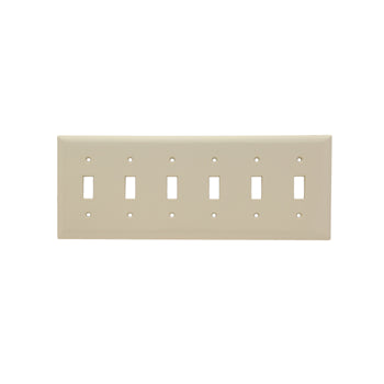 Pass And Seymour Smooth Wall Plate 6-Gang Toggle Ivory (SP6I)