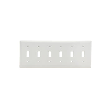 Pass And Seymour Smooth Wall Plate 6-Gang Toggle White (SP6W)