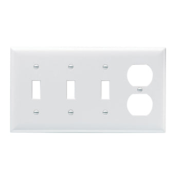 Pass And Seymour Smooth Wall Plate 3-Gang Toggle 1-Gang Duplex Ivory (SP38I)