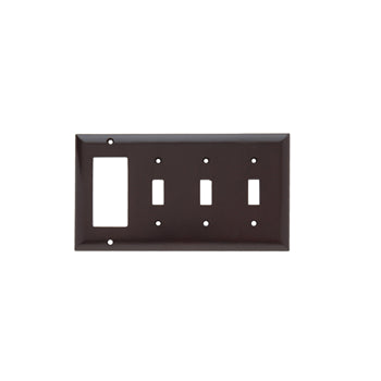 Pass And Seymour Smooth Wall Plate 3-Gang Toggle 1-Gang SPLEX Brown (SP326)