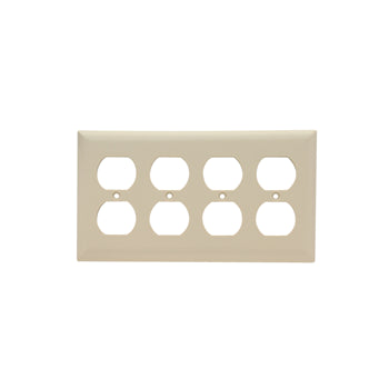 Pass And Seymour Smooth Wall Plate 4-Gang Duplex Ivory (SP84I)
