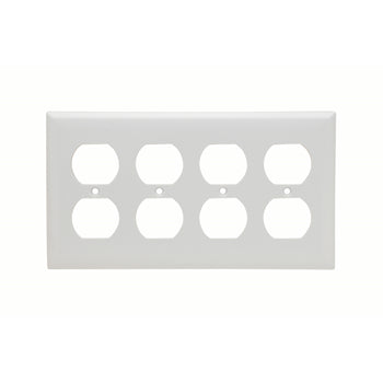 Pass And Seymour Smooth Wall Plate 4-Gang Duplex White (SP84W)