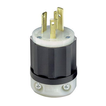 Leviton 30 Amp 250V NEMA L6-30P 2P 3W Locking Plug Industrial Grade Grounding Black-White (2621)