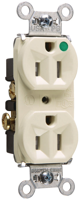 Pass And Seymour Tamper-Resistant Compact Hospital Grade Duplex Receptacle 15A 125V Ivory (TR8200HI)
