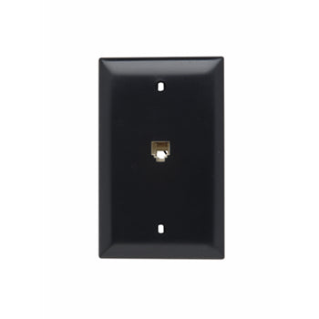 Pass And Seymour Telephone 4 Conductor 1-Gang Thermoplastic Plate Black (TPTE1BK)