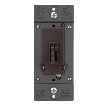 Pass And Seymour Toggle Slide Dimmer Compact Fluorescent /LED Single Pole/3-Way 250W Brown SSL7A (TSDSSL7AP)