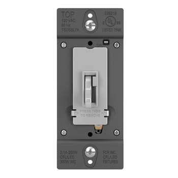 Pass And Seymour Toggle Slide Dimmer Compact Fluorescent /LED Single Pole/3-Way 250W Gray SSL7A (TSDSSL7APGRY)