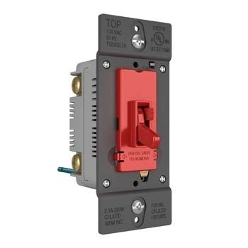 Pass And Seymour Toggle Slide Dimmer Compact Fluorescent /LED Single Pole/3-Way 250W Red SSL7A (TSDSSL7APRED)