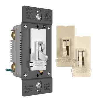 Pass And Seymour Toggle Slide Dimmer Compact Fluorescent /LED Single Pole/3-Way 250W Tri-Color SSL7A (TSDSSL7APTC)