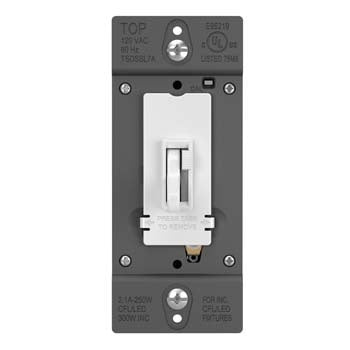 Pass And Seymour Toggle Slide Dimmer Compact Fluorescent /LED Single Pole/3-Way 250W White SSL7A (TSDSSL7APW)